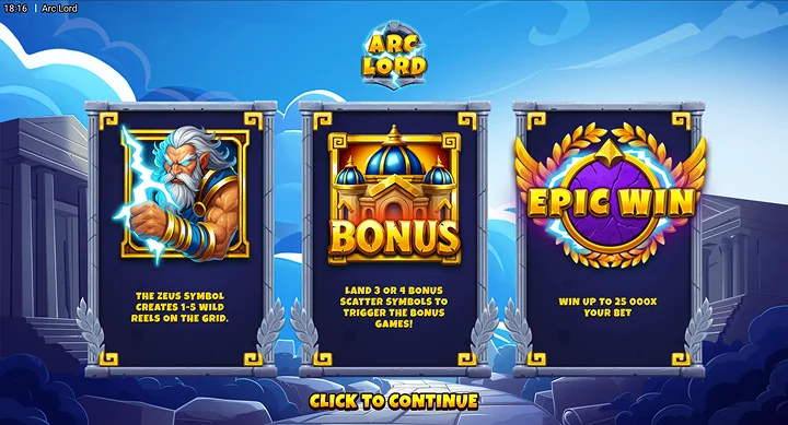 Auswiel vum Spillmodus am Arc Lord